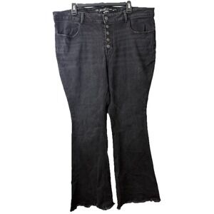 Maurices‎ Flare Jeans Womens 20W High Rise Button Fly Distressed Black Flare